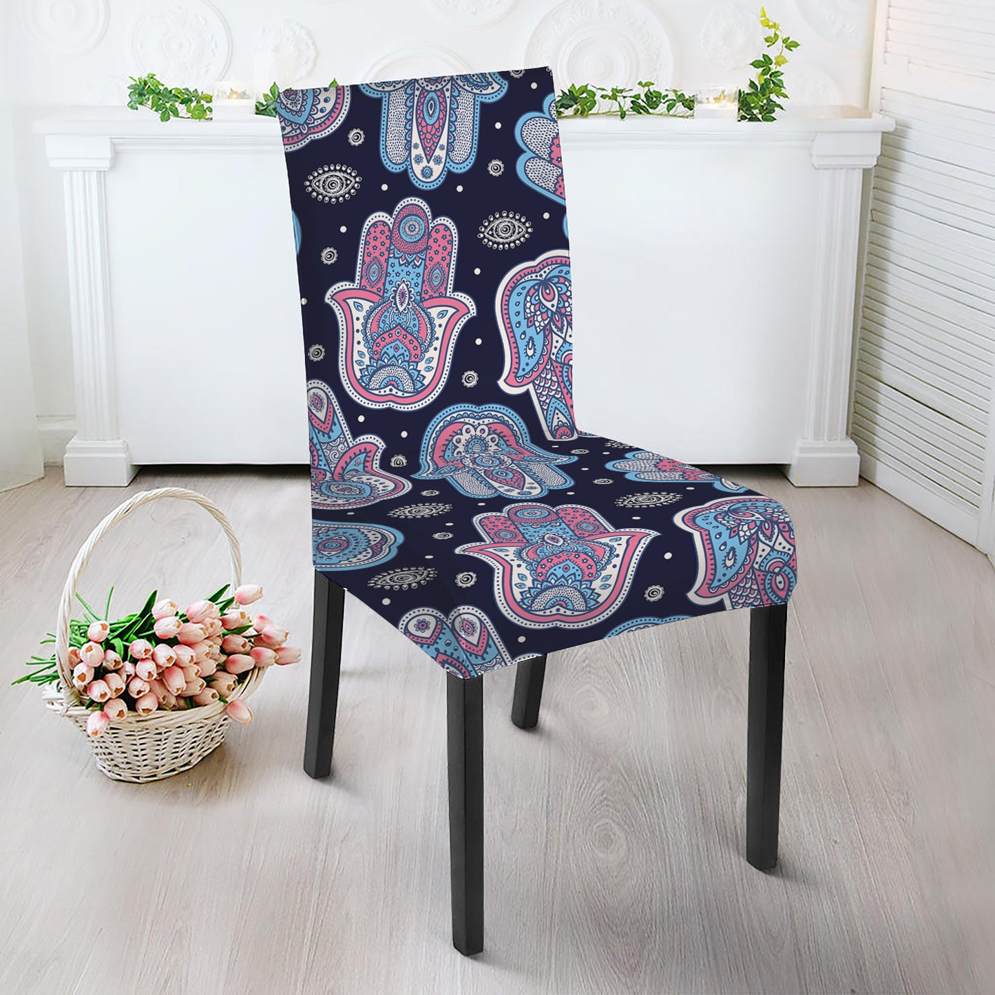 Boho Hamsa Pattern Print Dining Chair Slipcover