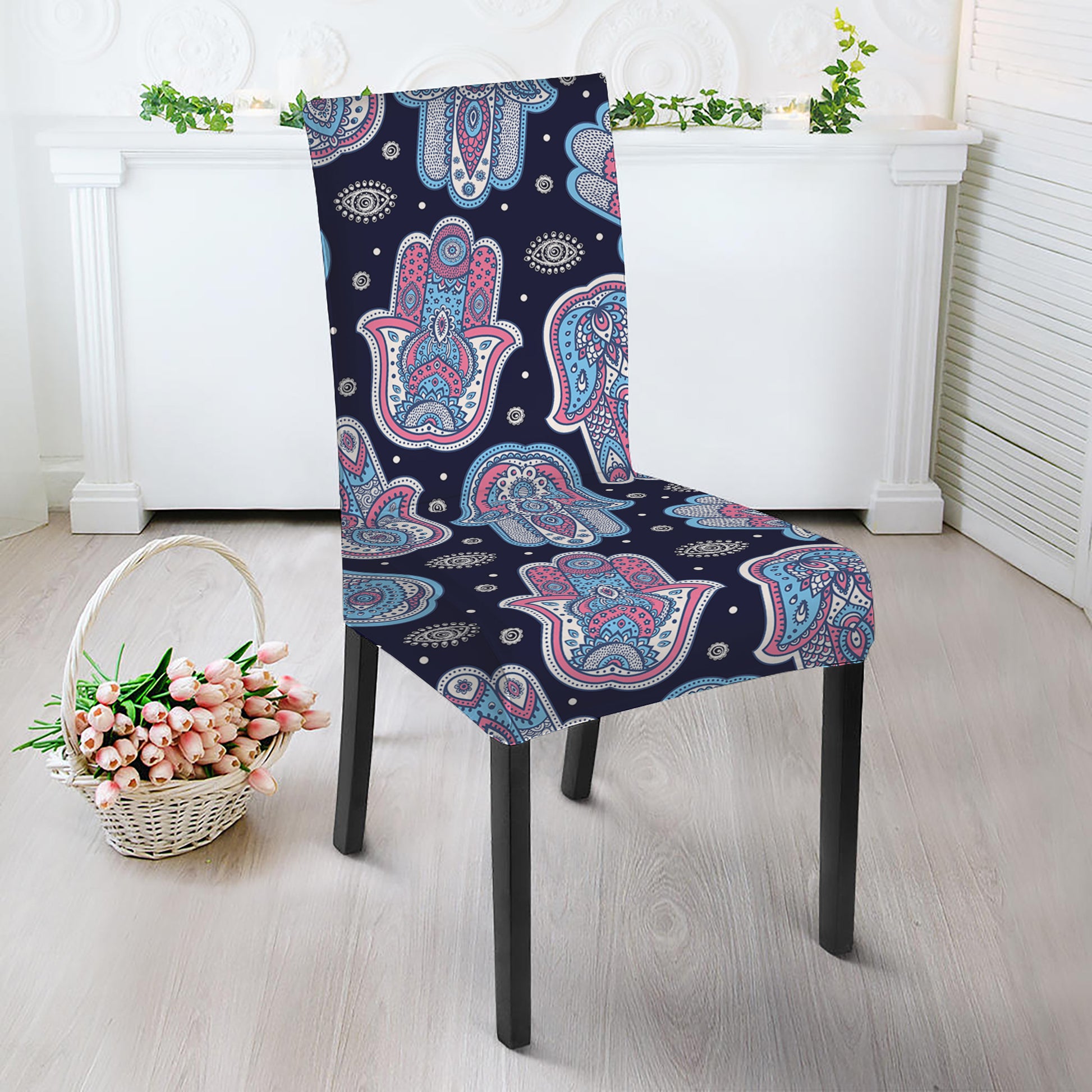 Boho Hamsa Pattern Print Dining Chair Slipcover