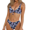 Boho Hamsa Pattern Print Front Bow Tie Bikini