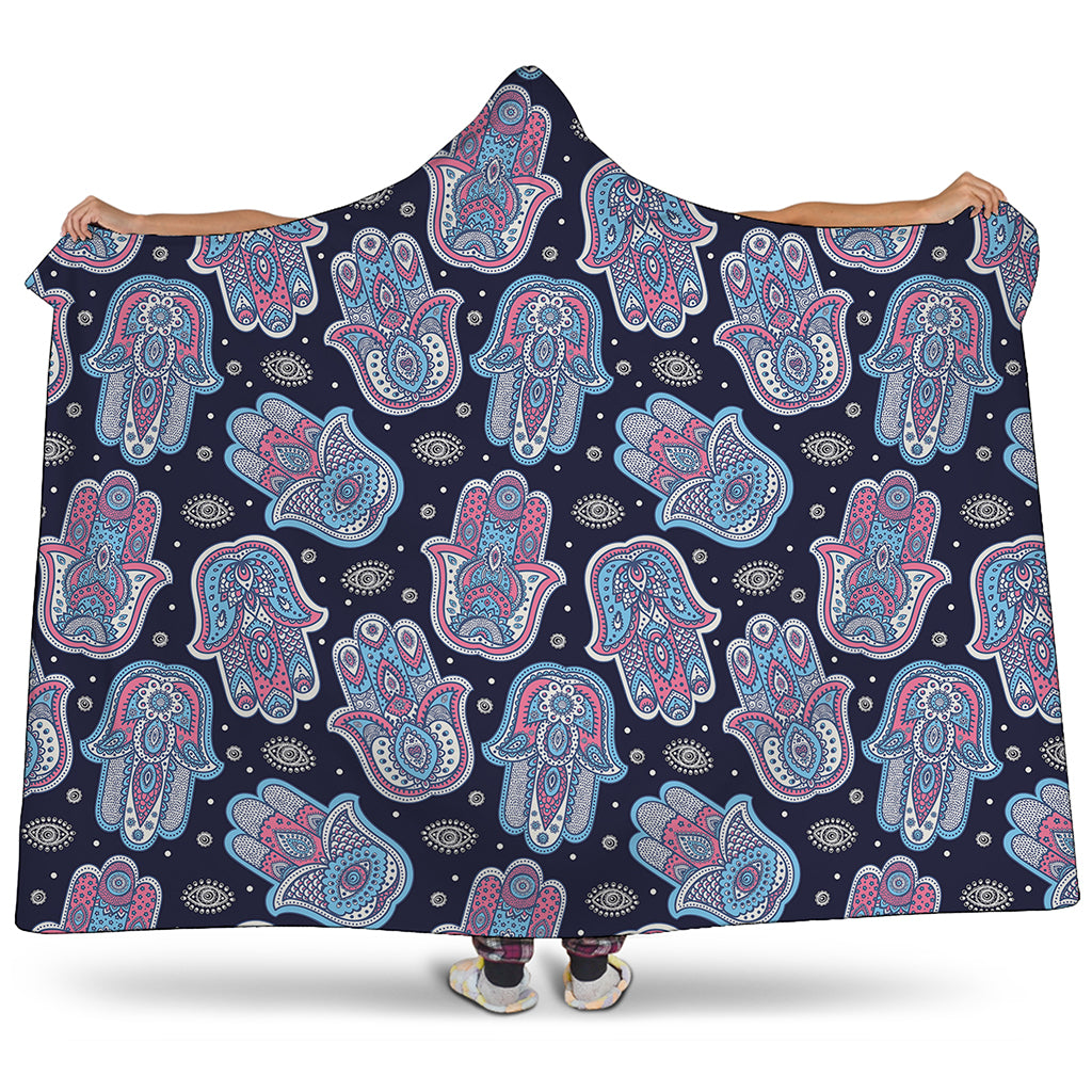 Boho Hamsa Pattern Print Hooded Blanket