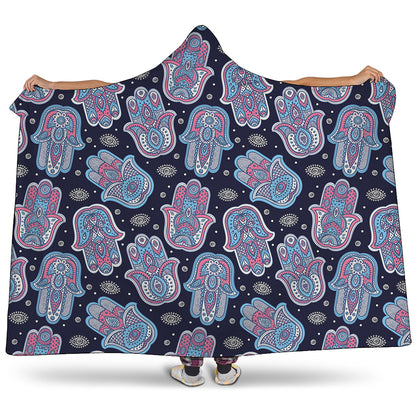 Boho Hamsa Pattern Print Hooded Blanket