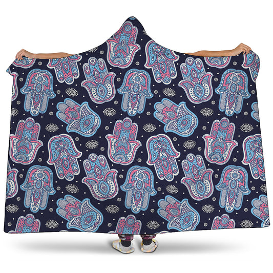 Boho Hamsa Pattern Print Hooded Blanket