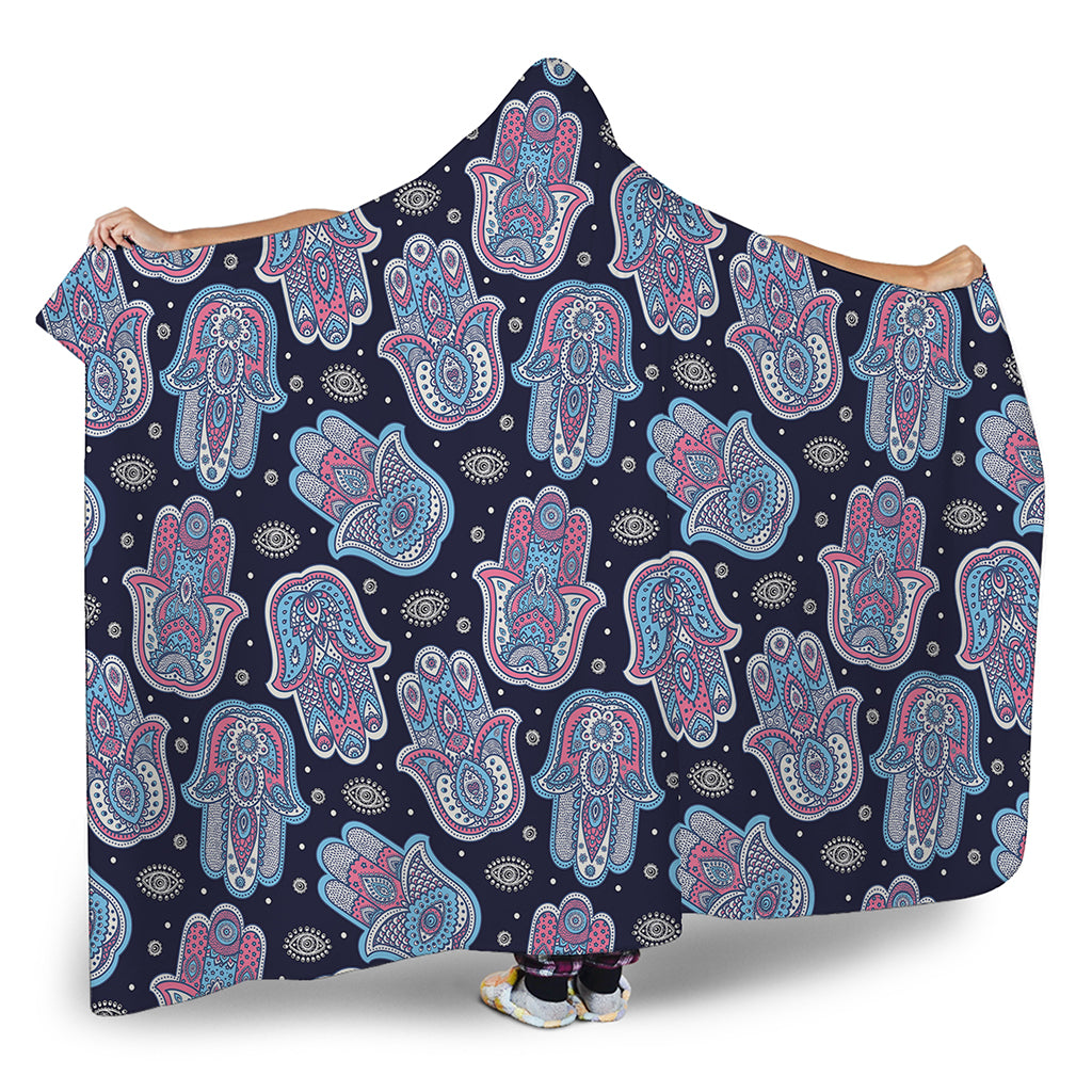 Boho Hamsa Pattern Print Hooded Blanket