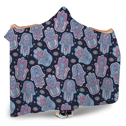 Boho Hamsa Pattern Print Hooded Blanket