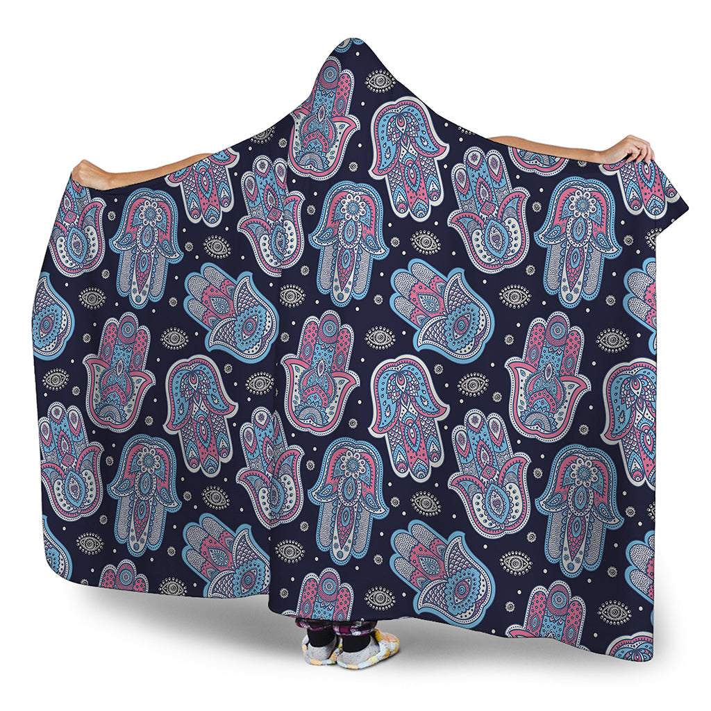Boho Hamsa Pattern Print Hooded Blanket