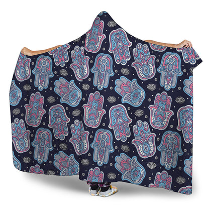 Boho Hamsa Pattern Print Hooded Blanket
