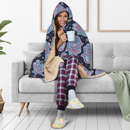 Boho Hamsa Pattern Print Hooded Blanket
