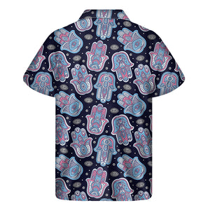 Boho Hamsa Pattern Print Men's Short Sleeve Shirt