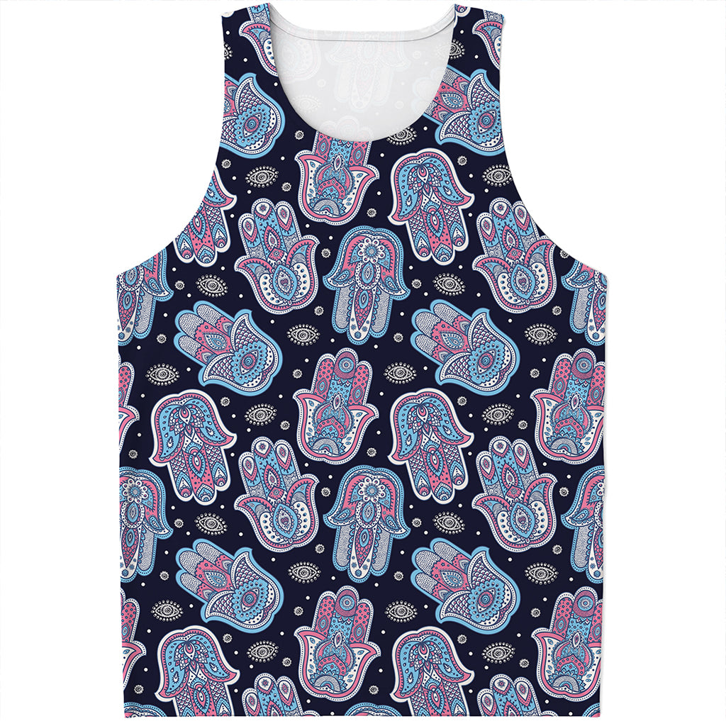 Boho Hamsa Pattern Print Men's Tank Top