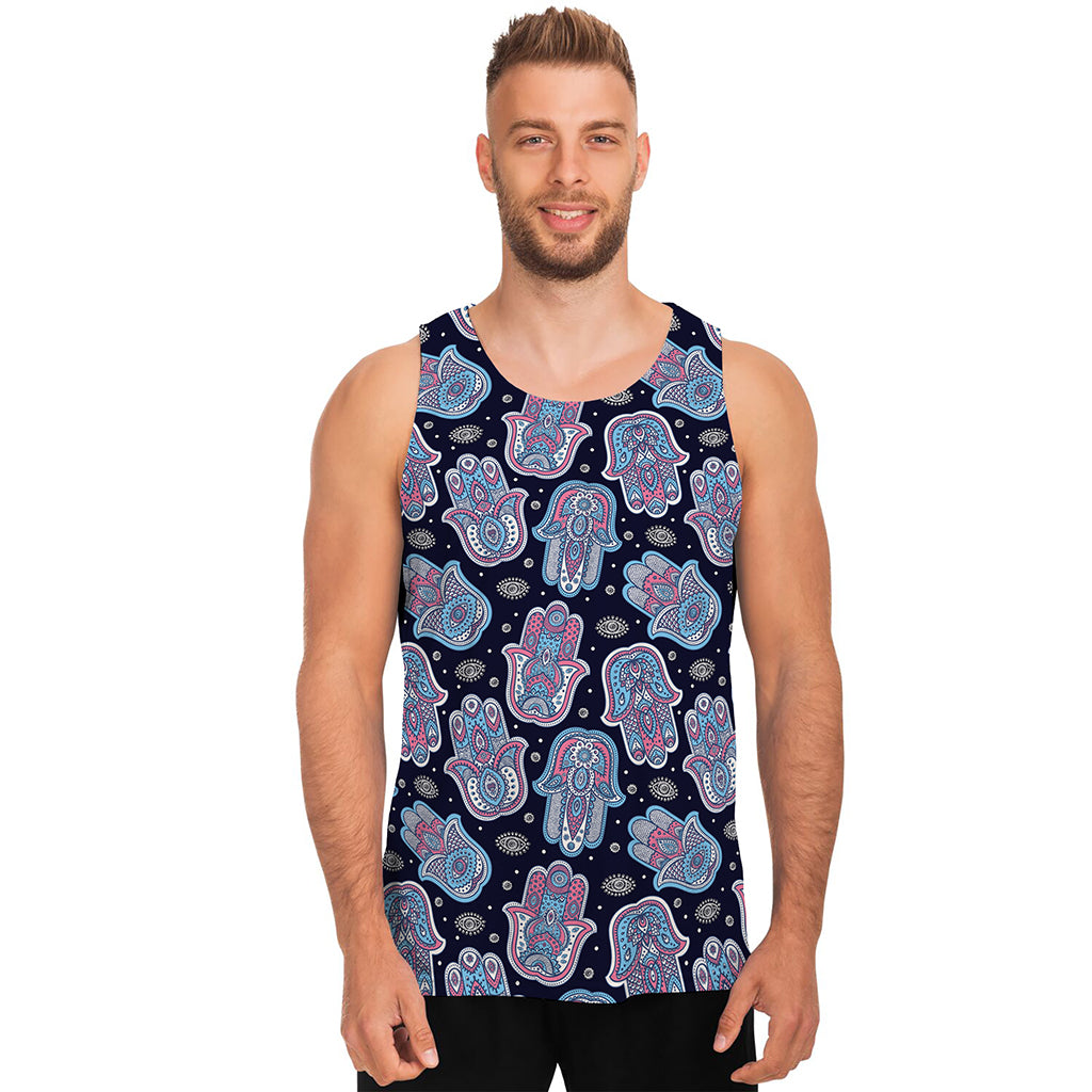 Boho Hamsa Pattern Print Men's Tank Top