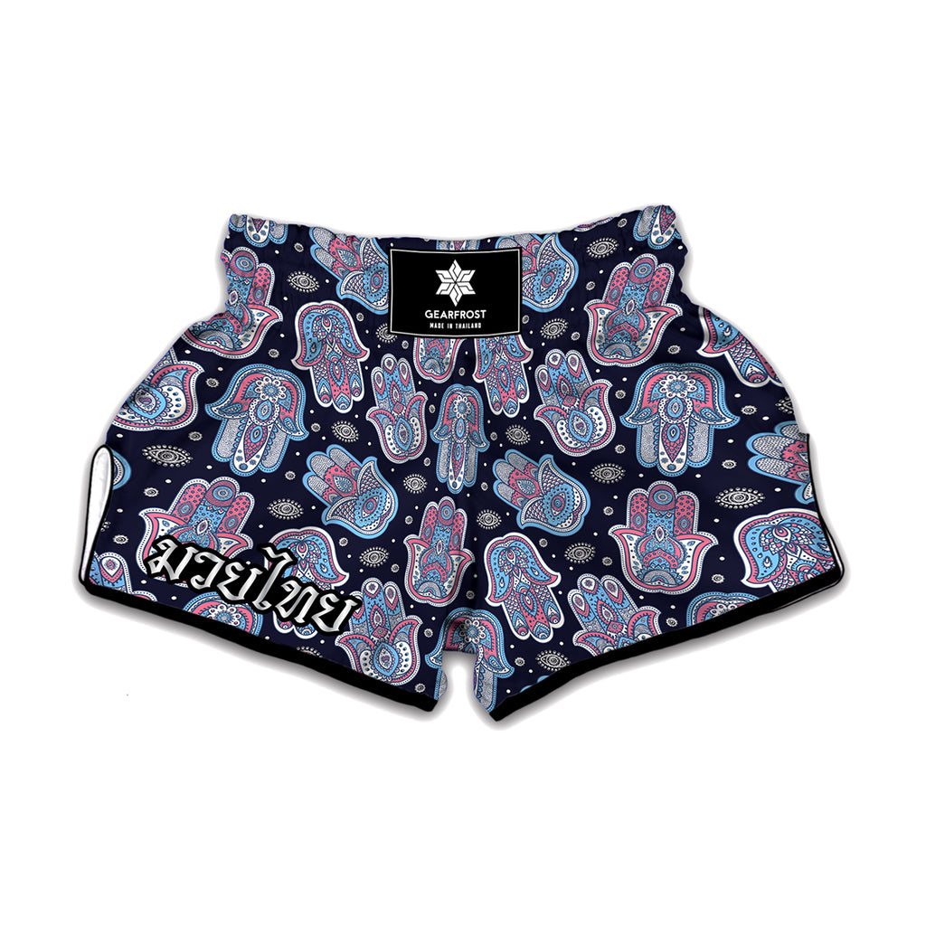 Boho Hamsa Pattern Print Muay Thai Boxing Shorts