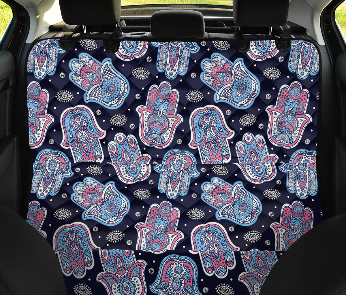 Boho Hamsa Pattern Print Pet Car Back Seat Cover