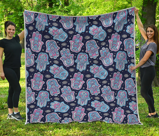 Boho Hamsa Pattern Print Quilt