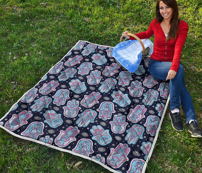 Boho Hamsa Pattern Print Quilt