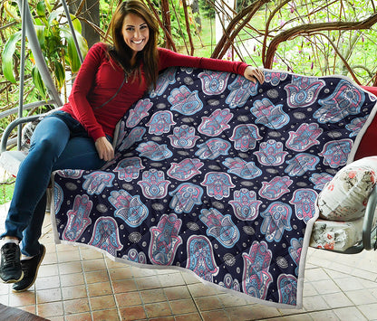 Boho Hamsa Pattern Print Quilt