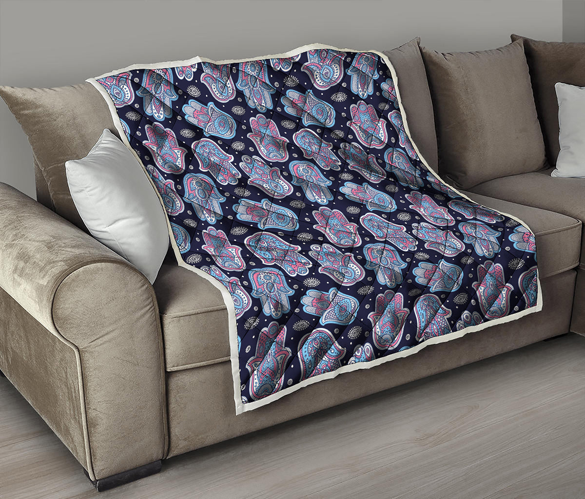 Boho Hamsa Pattern Print Quilt