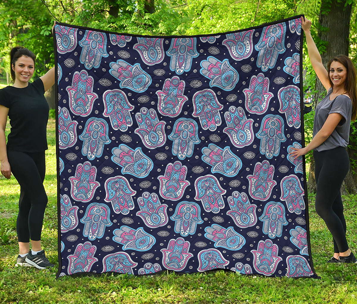 Boho Hamsa Pattern Print Quilt