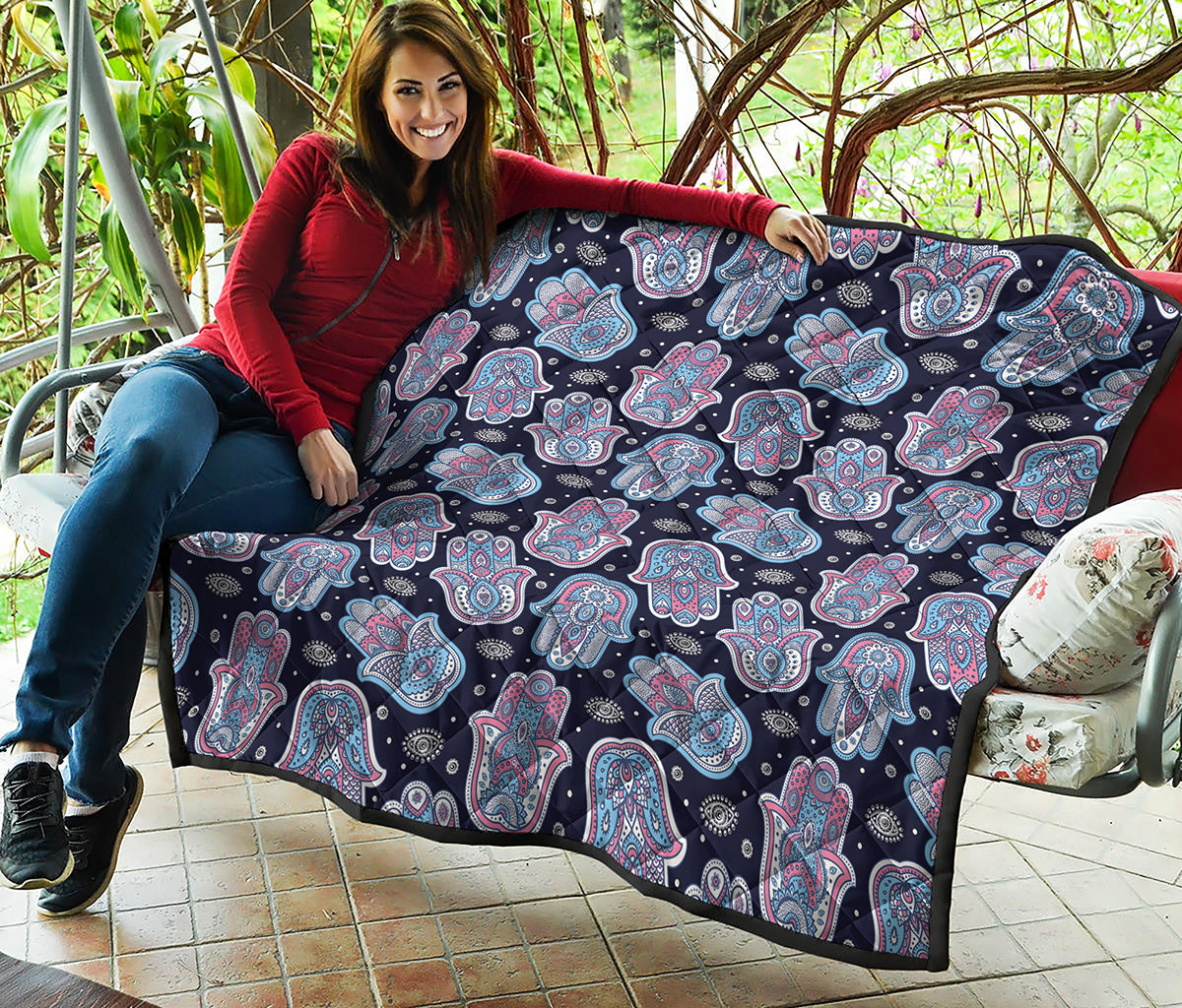 Boho Hamsa Pattern Print Quilt