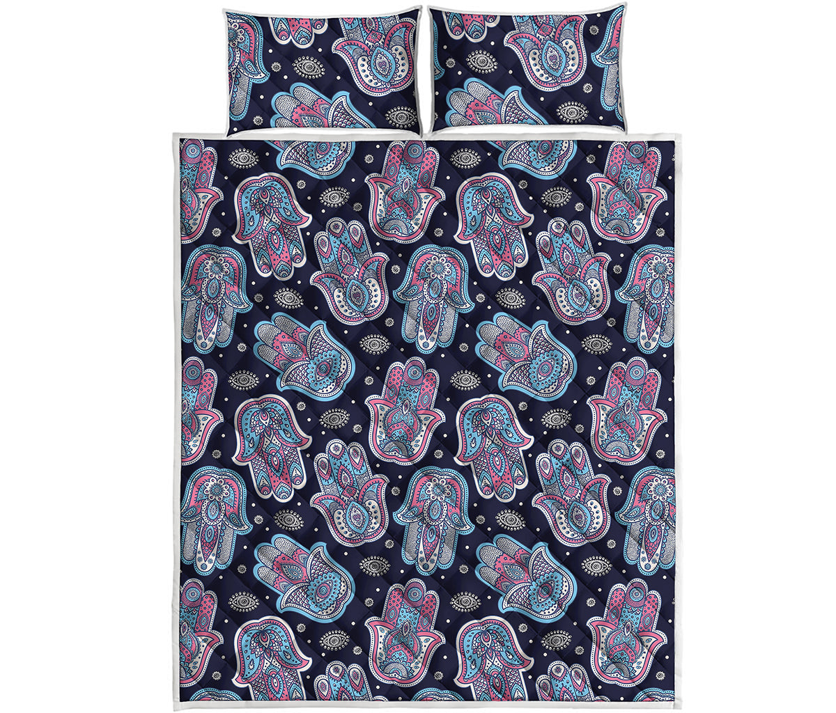 Boho Hamsa Pattern Print Quilt Bed Set