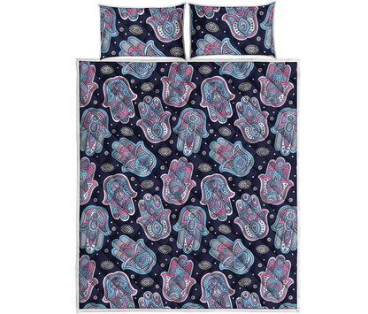 Boho Hamsa Pattern Print Quilt Bed Set