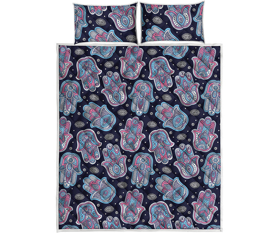 Boho Hamsa Pattern Print Quilt Bed Set