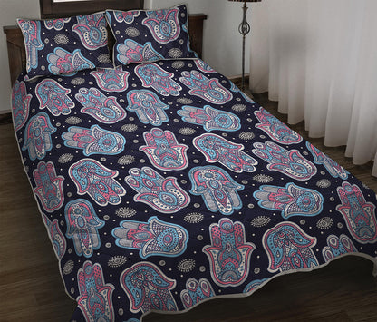 Boho Hamsa Pattern Print Quilt Bed Set