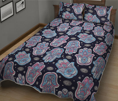 Boho Hamsa Pattern Print Quilt Bed Set