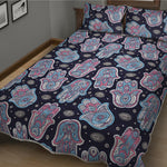 Boho Hamsa Pattern Print Quilt Bed Set