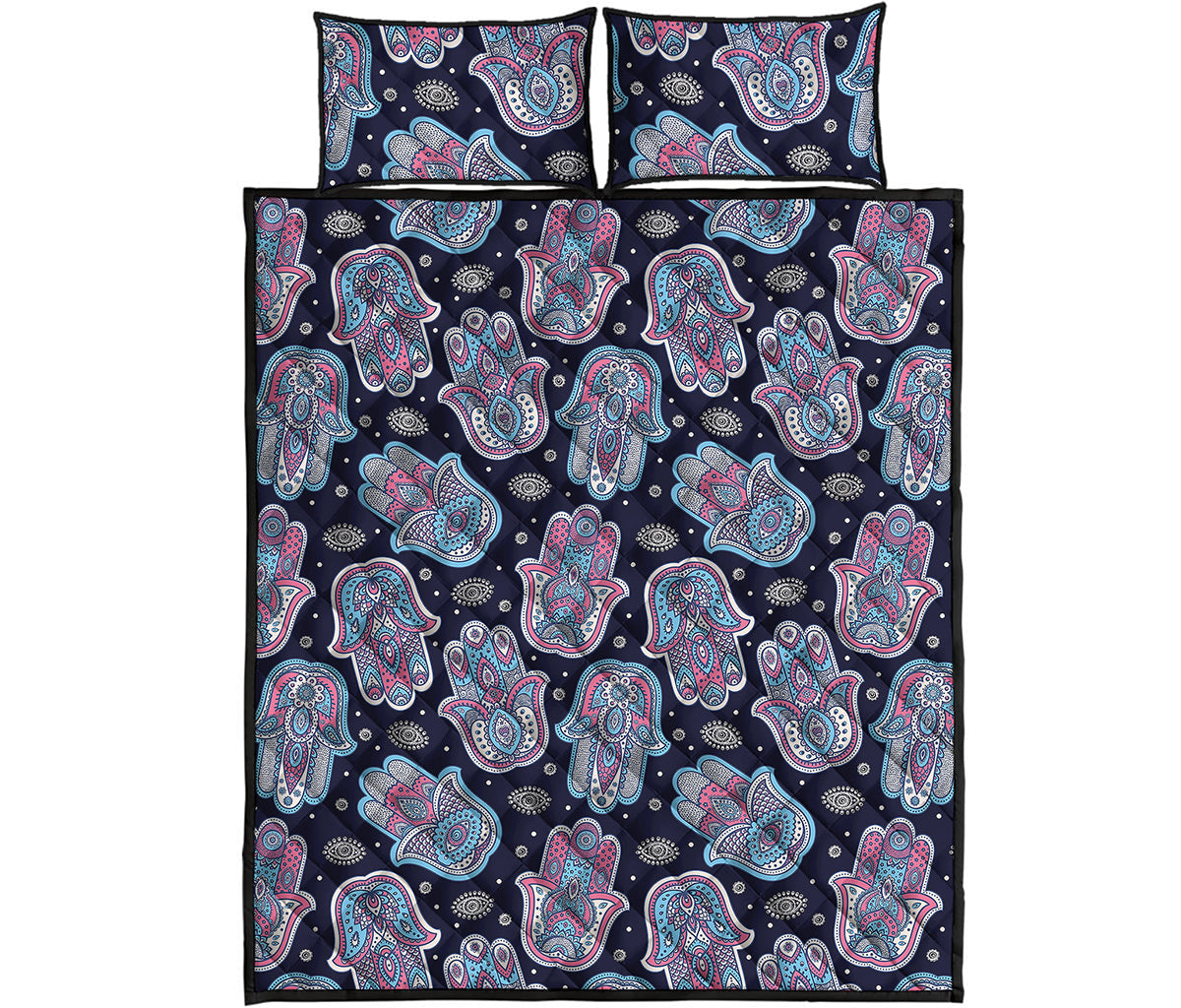Boho Hamsa Pattern Print Quilt Bed Set