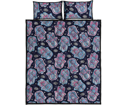 Boho Hamsa Pattern Print Quilt Bed Set