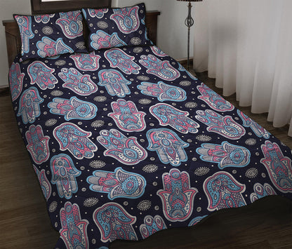 Boho Hamsa Pattern Print Quilt Bed Set