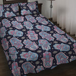 Boho Hamsa Pattern Print Quilt Bed Set