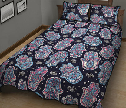 Boho Hamsa Pattern Print Quilt Bed Set