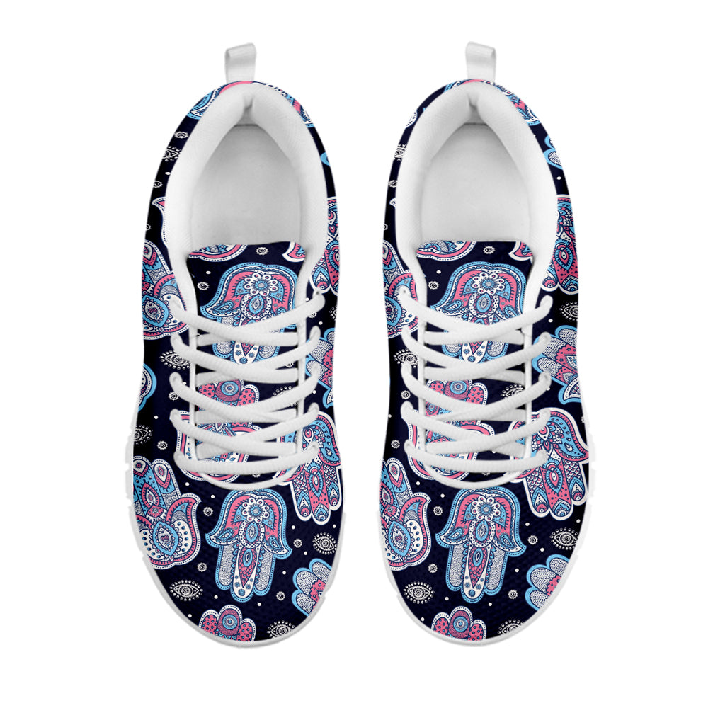 Boho Hamsa Pattern Print White Sneakers