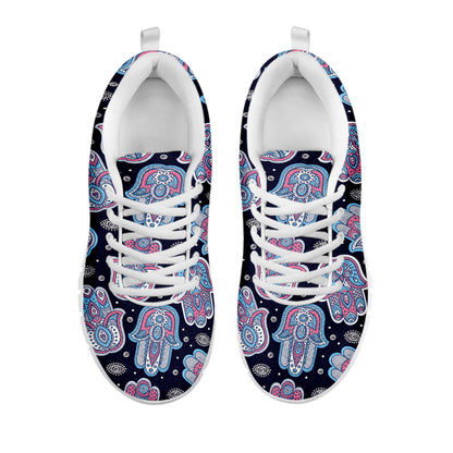 Boho Hamsa Pattern Print White Sneakers