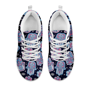 Boho Hamsa Pattern Print White Sneakers