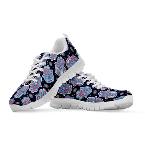 Boho Hamsa Pattern Print White Sneakers