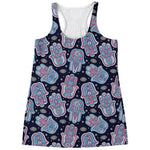 Boho Hamsa Pattern Print Women's Racerback Tank Top