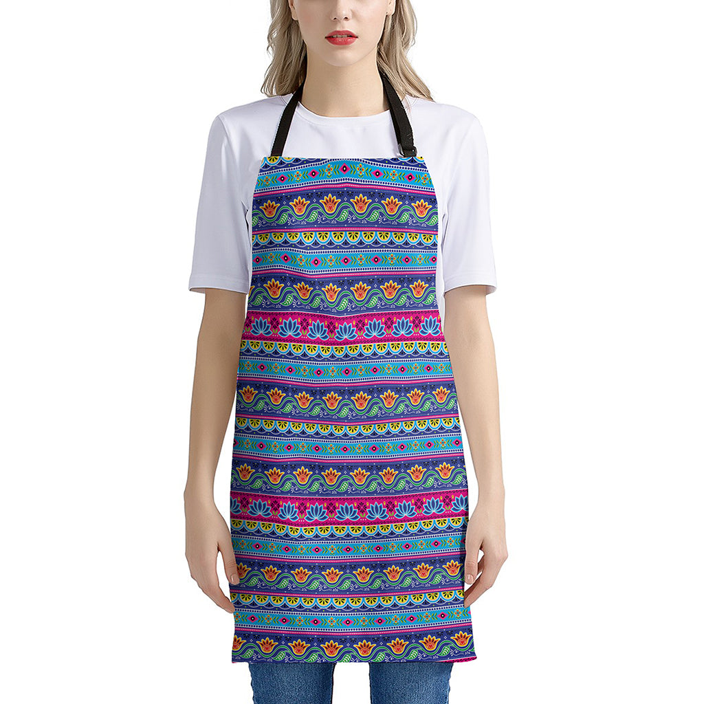 Boho Indian Lotus Pattern Print Apron