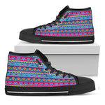 Boho Indian Lotus Pattern Print Black High Top Shoes