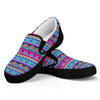 Boho Indian Lotus Pattern Print Black Slip On Shoes