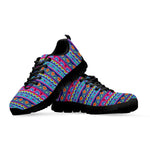 Boho Indian Lotus Pattern Print Black Sneakers