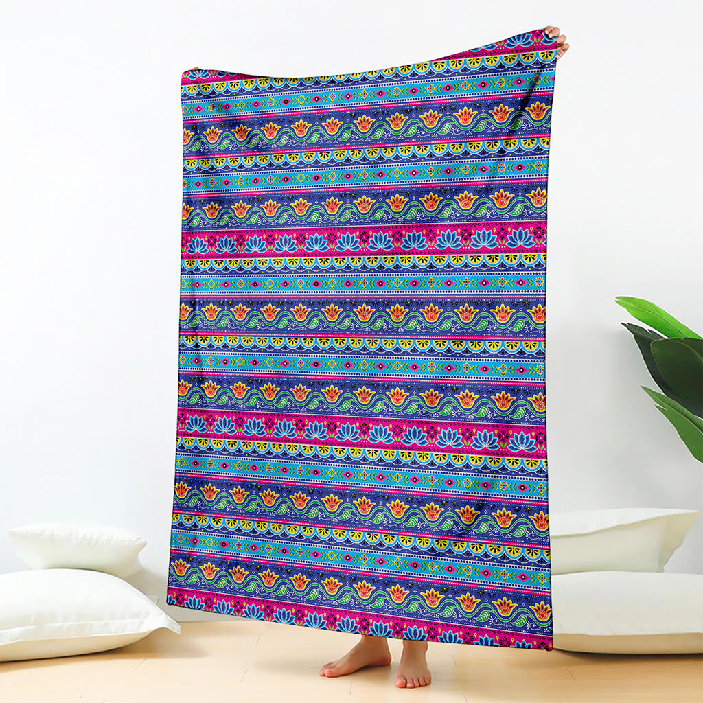 Boho Indian Lotus Pattern Print Blanket