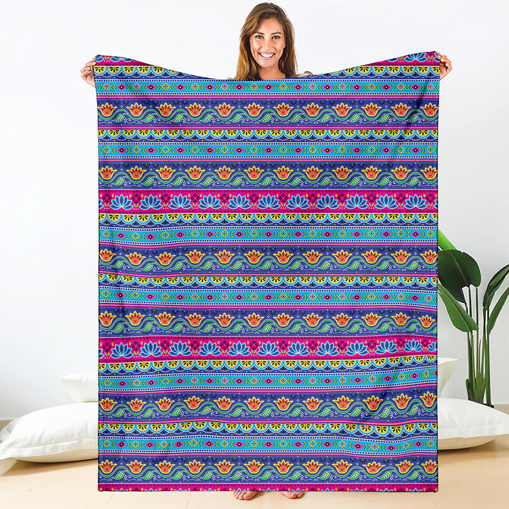 Boho Indian Lotus Pattern Print Blanket