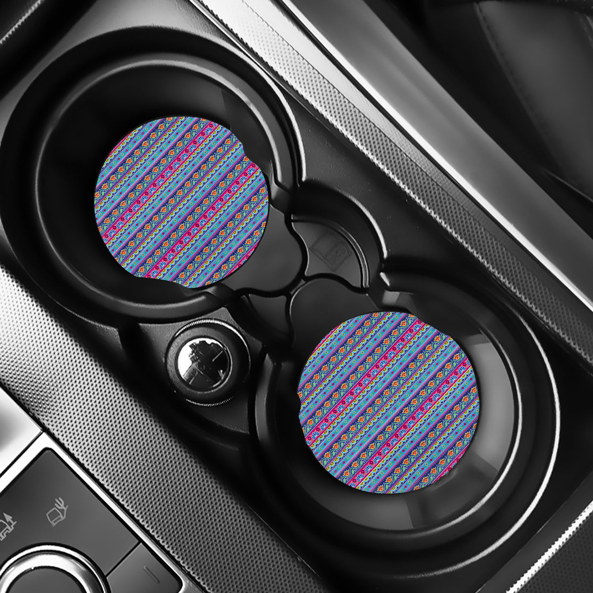 Boho Indian Lotus Pattern Print Car Coasters
