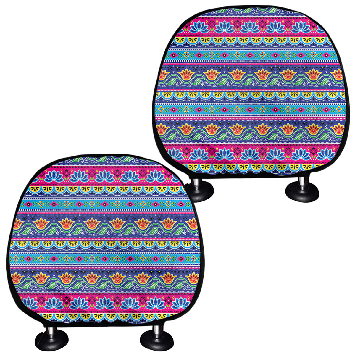Boho Indian Lotus Pattern Print Car Headrest Covers