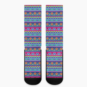 Boho Indian Lotus Pattern Print Crew Socks