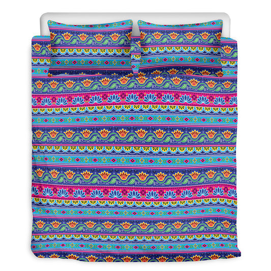 Boho Indian Lotus Pattern Print Duvet Cover Bedding Set