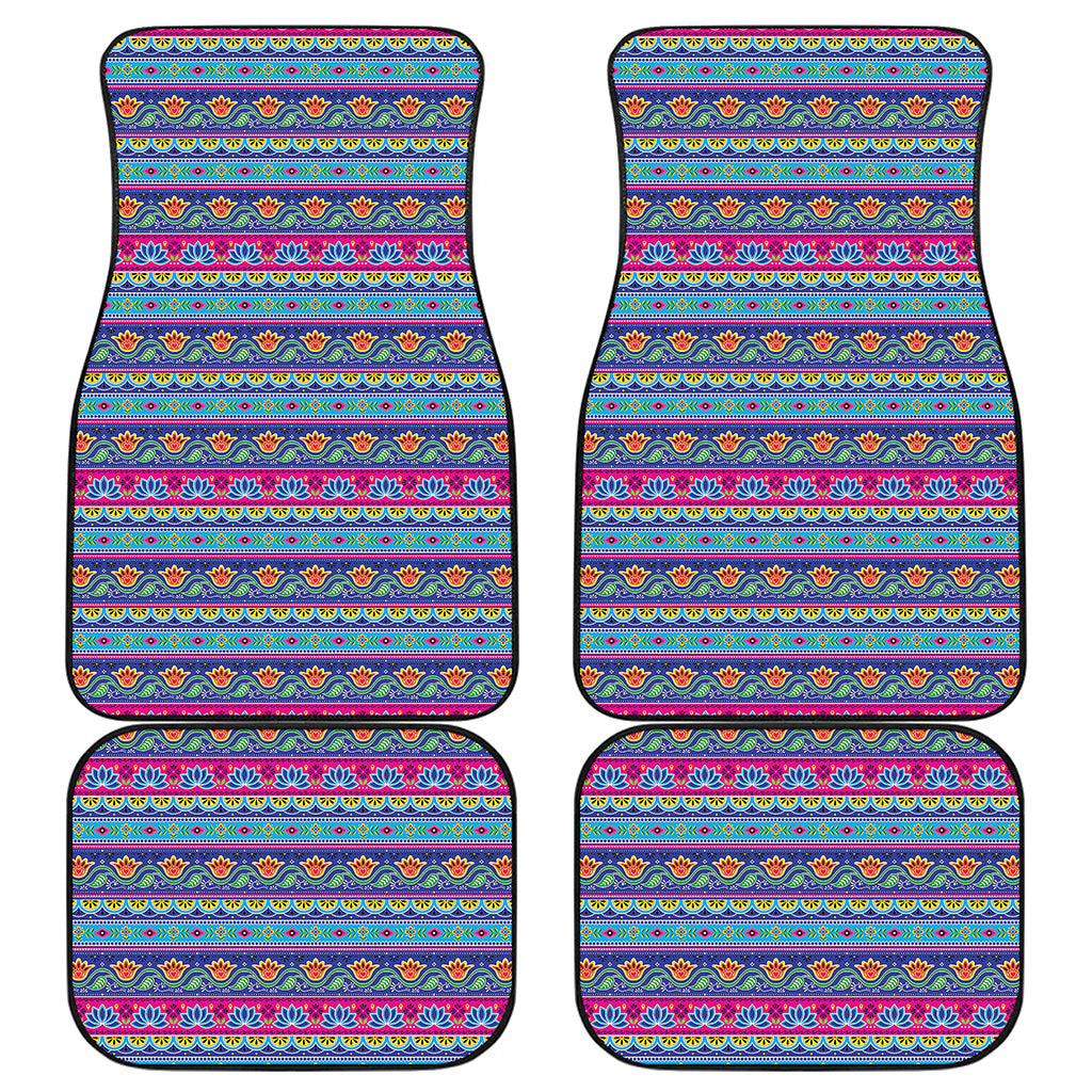 Boho Indian Lotus Pattern Print Front and Back Car Floor Mats