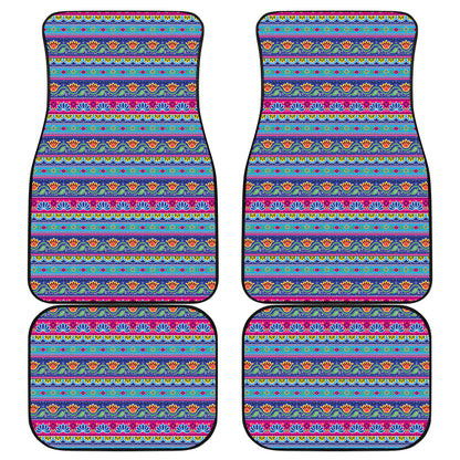 Boho Indian Lotus Pattern Print Front and Back Car Floor Mats